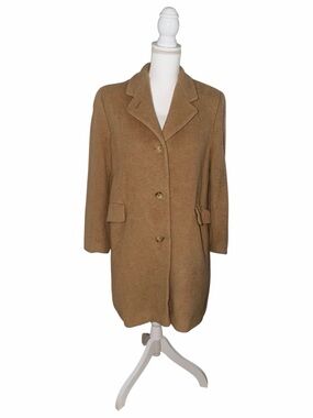 Vintage 100% Camel Hair Made in Italy Luxury Tan Brown Overcoat Peacoat Size 10